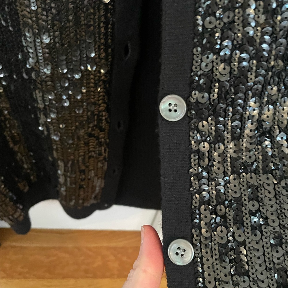 NWT J. Crew Black Sequin Cardigan - Picture 2 of 7